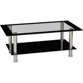 Harlequin Coffee Table Clear/Black Glass/Black Border/Silver